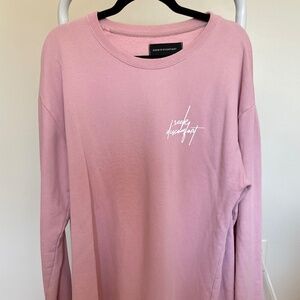 Seek Discomfort Pink Crew Neck Sweatshirt (Size Large)